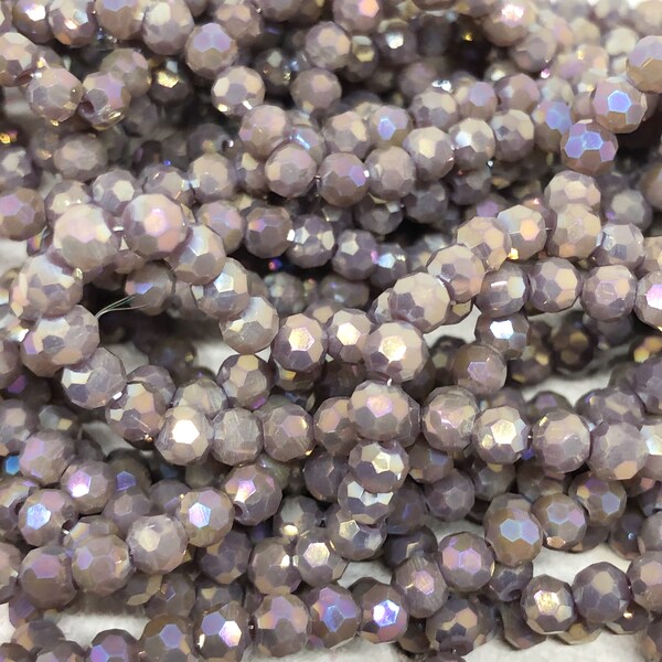 Crystal beads 4 mm 90 pieces, round beads 4 mm, faceted beads dark lilac