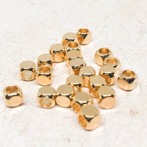 Pack of 10 cube beads made of stainless steel, gold-plated, 4x4x4 mm / 6x6x6 mm cube, stainless steel cube 4 mm/6 mm