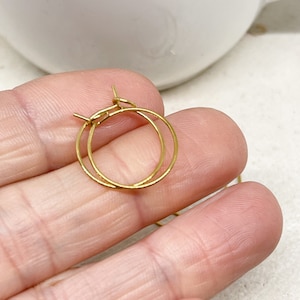 IP ion coating, 6 stainless steel hoop earrings, 3 pairs of hoop earrings, stainless steel 316L, gold-colored 15mm