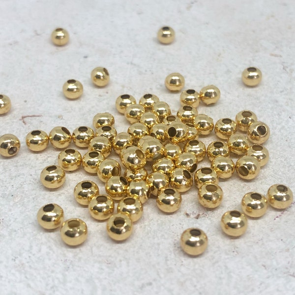 30 St. Edelstahlperlen 3mm/4mm/5mm/6mm, Spacerperlen aus Edelstahl für DIY Armbänder, Vergoldete Edelstahlperlen 3mm, 4mm, 5mm