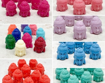 10 pcs. Buddha beads, Buddha head bead, Buddha head different colors, acrylic Buddha pendant