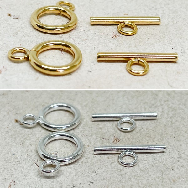 2 St. Edelstahl Knebel Verschlüße, silber/goldfarbene Kettenverschluss, Armbandverschlüsse