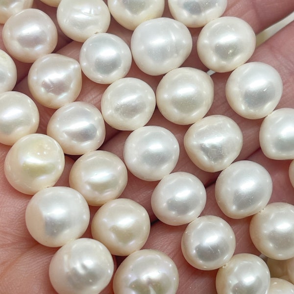 10 St. Süßwasser Perlen 10-11mm Zuchtperlen creme weiß, Tropfen Natur Perlen, Barock Perlen, Echte Perlen