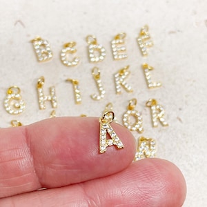 Initialen Anhänger, Alphabet Perlen A-Z, vergoldete Buchstaben Charms, Initial Zirkon Buchstaben