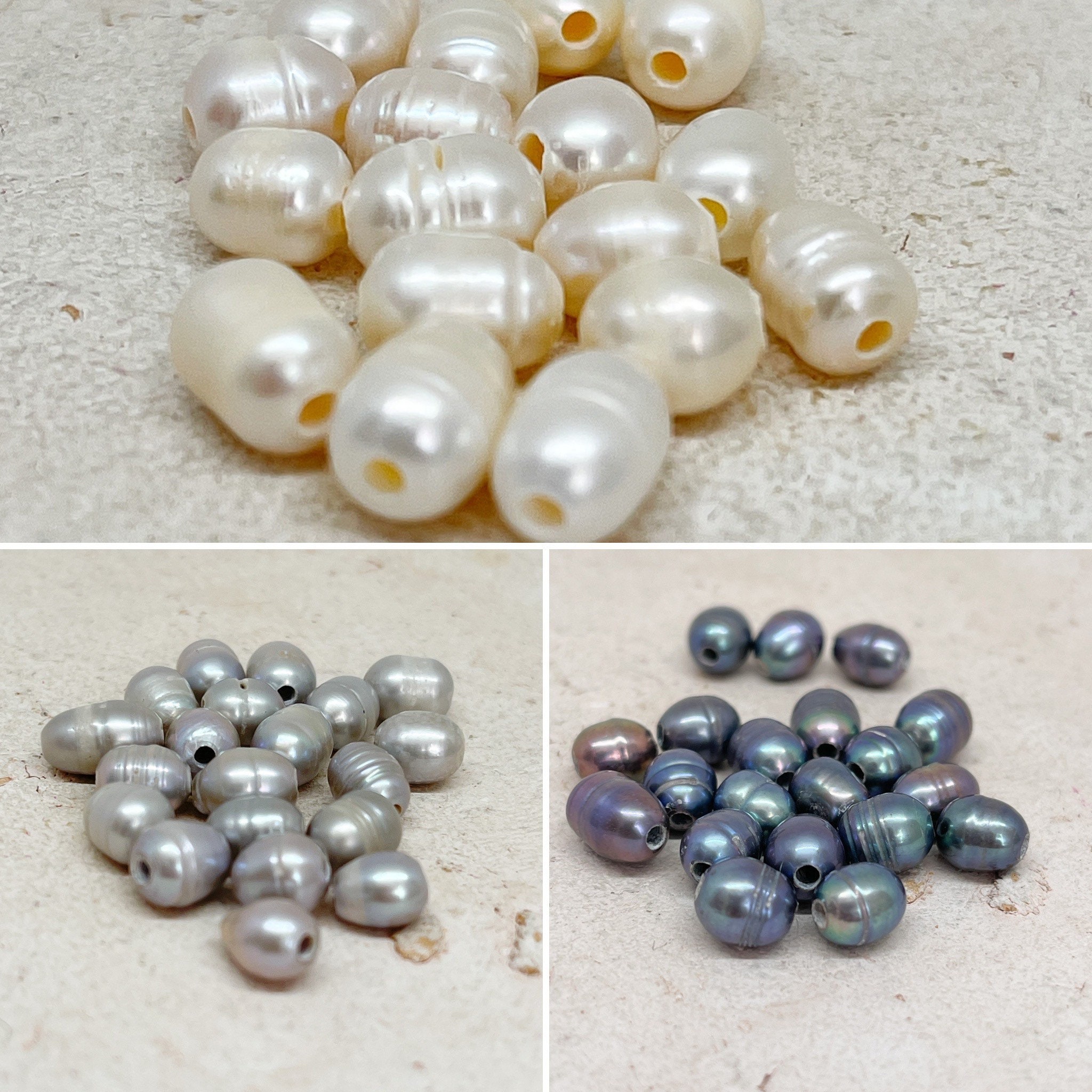 7-8mm Gray Freshwater Round Pearls Beads High Quality Blue Natural
