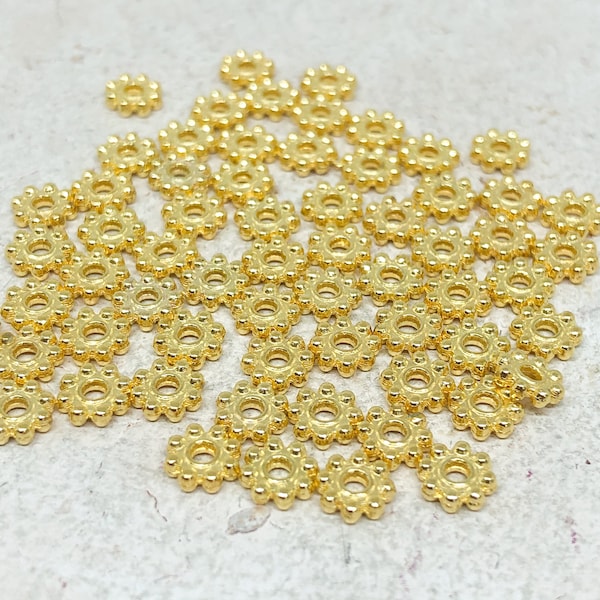 50 St. Spacer Perle, Goldfarben, Spacer Perle, Schneeflocke