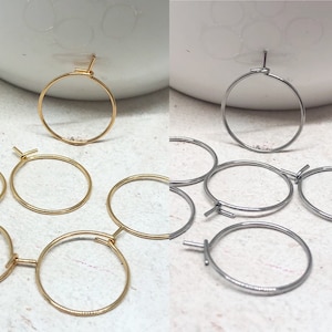 5 pares de pendientes de aro de acero inoxidable, pendientes de aro de 15 mm x 0,7 mm color oro / color acero inoxidable, pendientes de aro redondos de acero inoxidable, pendientes DIY de acero inoxidable