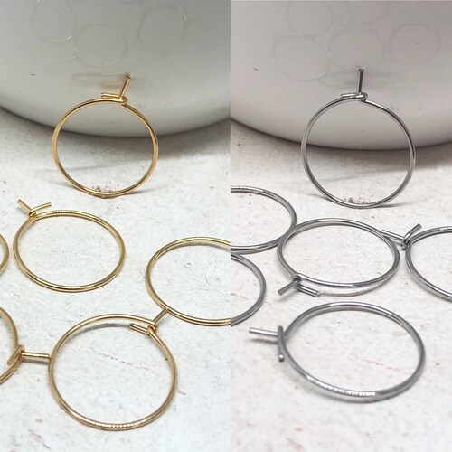 5 Paar Edelstahl Creolen, 15mm x 0,7mm Creolen goldfarben / Edelstahlfarbe Ohrringe, Runde Edelstahl Creolen, DIY Ohrringe Edelstahl