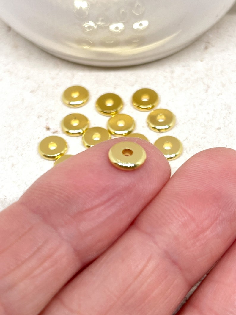 30 St. Spacer Perle Vergoldet, Vergoldete Messing Perlen, DIY 7mm x 2mm