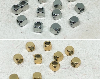 10 stainless steel cube beads, 3 mm cubes, stainless steel cubes