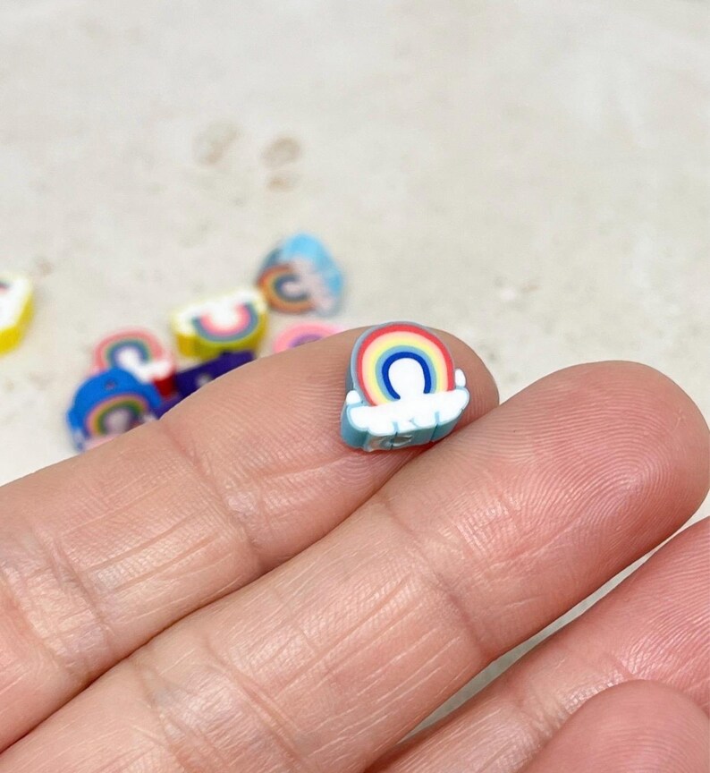 Polymer Regenbogen Perlen, 25 St. Anhänger Regenbogen, bunt gemischt Bild 5
