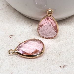 Glas Tropfen, Rosa Glas Tropfen, 2 St. Facettierte Tropfen Anhänger Rosa