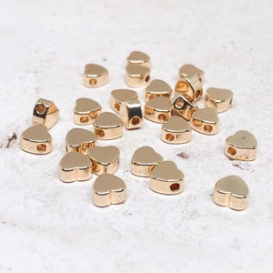 Pack of 10 gold-plated metal hearts, gold-plated brass hearts, heart connector