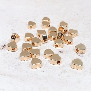 Pack of 10 gold-plated metal hearts, gold-plated brass hearts, heart connector