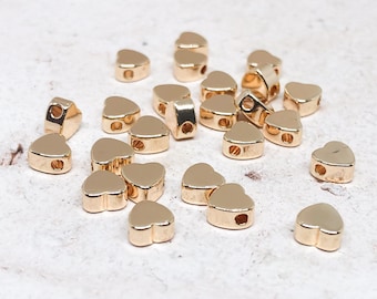 10 pcs. Gold-plated metal hearts, gold-plated brass hearts, heart connectors