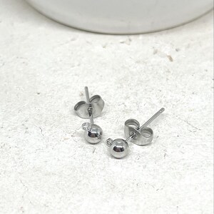 Stainless steel stud earrings with ball, 5 pairs of blank earrings, DIY earrings image 2