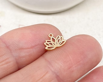 3 Lotus Flower (IP) Ion-Coated Stainless Steel Pendant Lotus Flower Charm