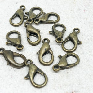 25 St. Karabiner, Verschlüsse, Kettenverschluss, 12/14 mm Karabiner Bronze