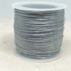 10 m macramé ribbon silver metallic, nylon cord silver, cord 0.5 mm, 0.20 euros/meter