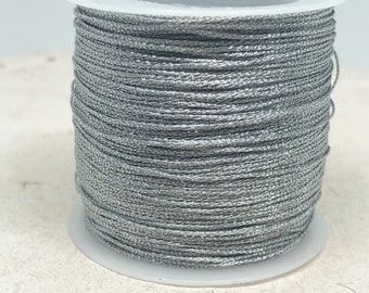 10m Macraméband Silber Metallic, Nylon Kordel silber, Kordel 0,5mm, 0,20 Euro/m