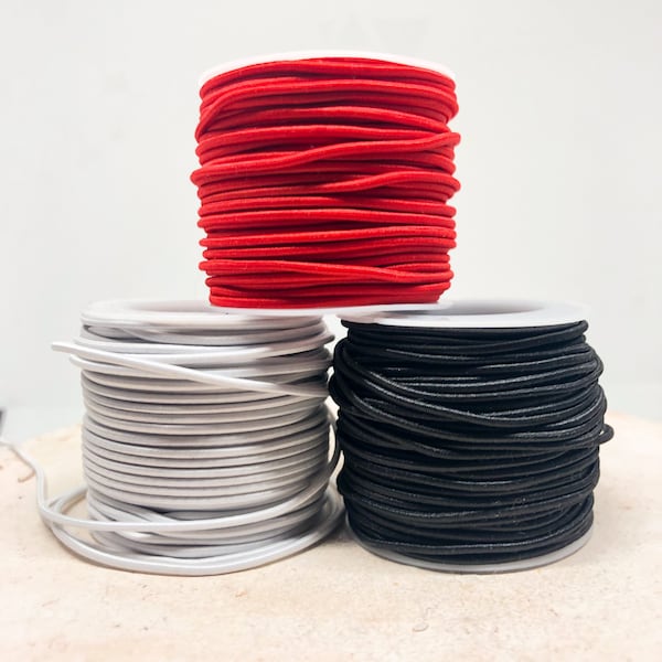 Elastisches Band, Elastikband 1,5mm Gummikordel Rot, Schwarz, Weiß, 5 Meter Band, 0,60 EUR/m