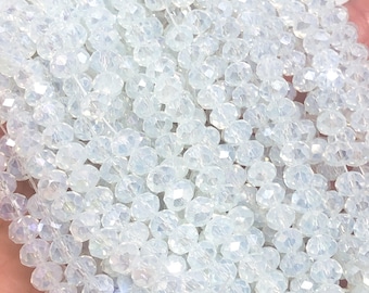 Perlas de vidrio de 6 mm, 80 uds., lechosas - cristal apagado, perlas de vidrio talladas, perlas facetadas