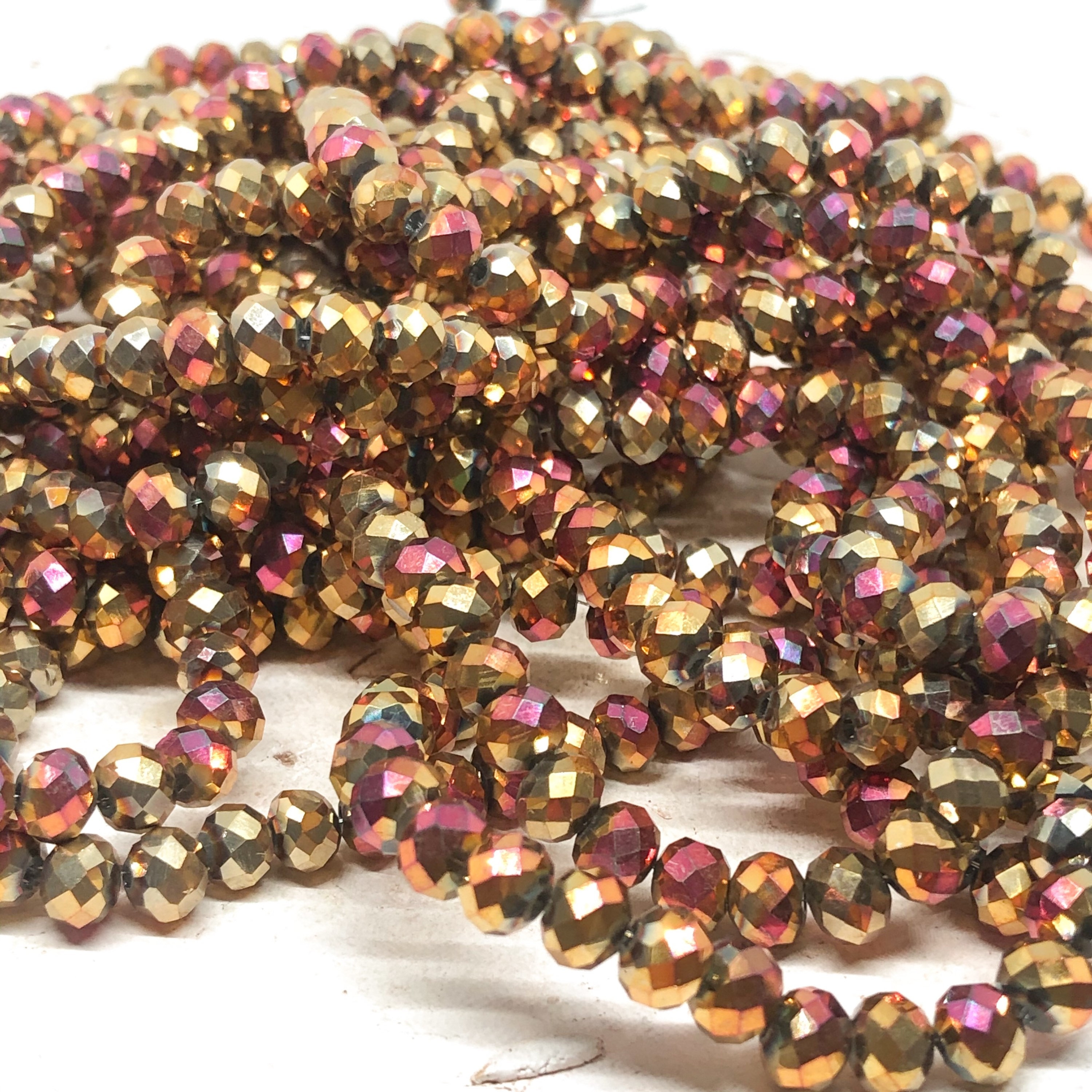 Crystal Beads 6 Mm 88 Pcs. Glass Beads Rose Gold Plated Etsy UK