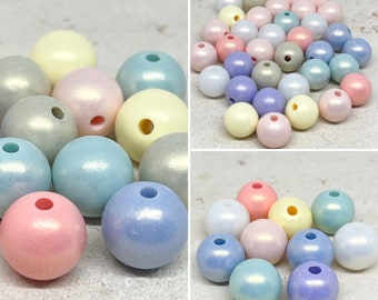 20 St. Acryl Perlen bunt gemischt, 16mm, 14mm, 10mm, 8mm Pastell Acryl Perlen