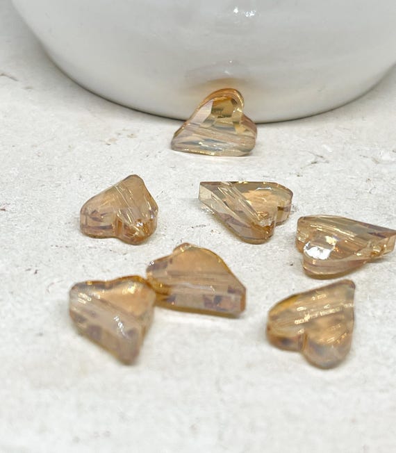 Kristallherzen 22mm x 10mm, 10 St. Kristallperlen Beige