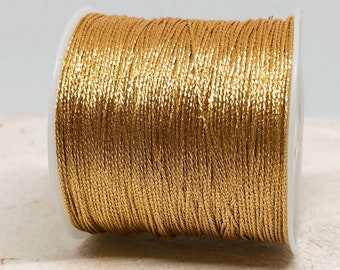 10m Macraméband Gold Metallic, Nylon Kordel gold, 0,20 Euro/m, Kordel 0,5mm, Flechtkordel Gold