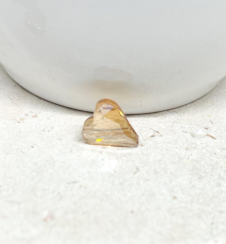 Crystal hearts 22 mm x 10 mm, 10 pieces. Crystal beads beige. image 3
