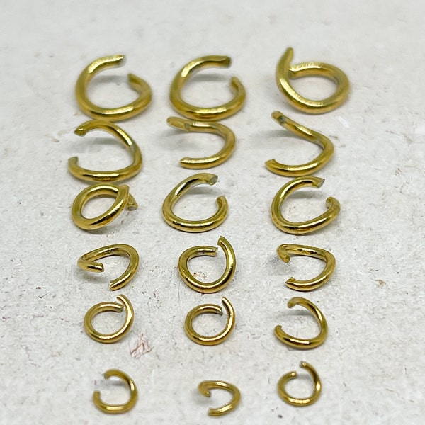 IP ion coating stainless steel 20 pcs. jump rings, 9 mm, 8 mm, 7 mm, 6 mm, 5 mm, 4 mm, 3 mm, open jump rings round, various sizes