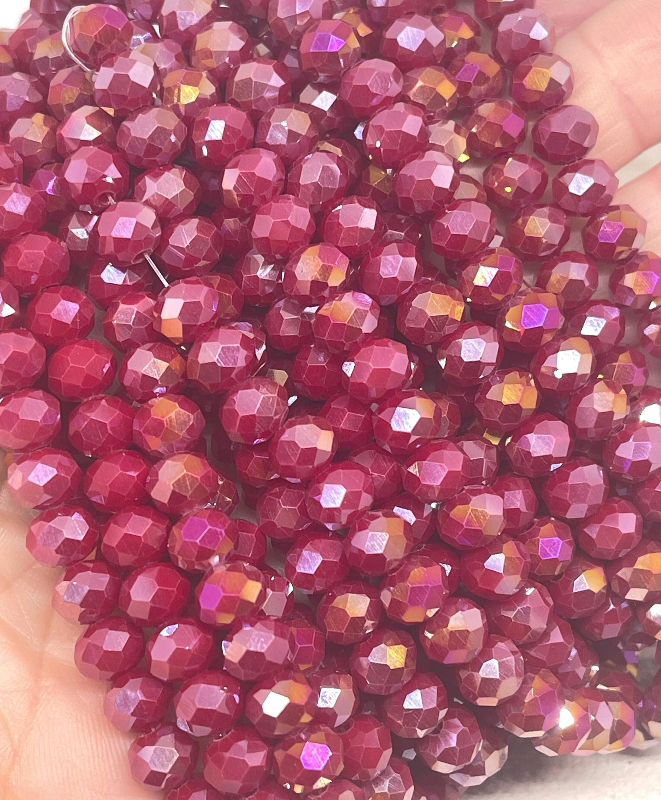 8 Mm Siam Red Glass Beads, Cut Glass Beads Red