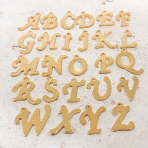 Initialen Anhänger, Alphabet Perlen A-Z, Edelstahl vergoldete Buchtaben Anhänger, Initial A-Z