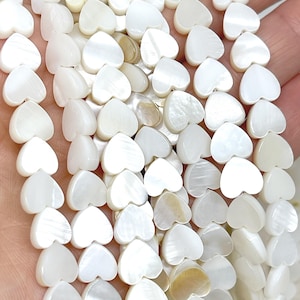 10 Stück Perlmutt Herzen, Muschel Perlen Herz 8mm