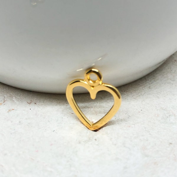 3 pcs. Heart pendant, metal heart pendant, gold-colored hearts