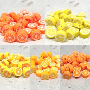Polymer Clay Frucht Perlen, Obstperlen, Frucht Spacer Perlen, Obst Schmuck, Orange, Citrone