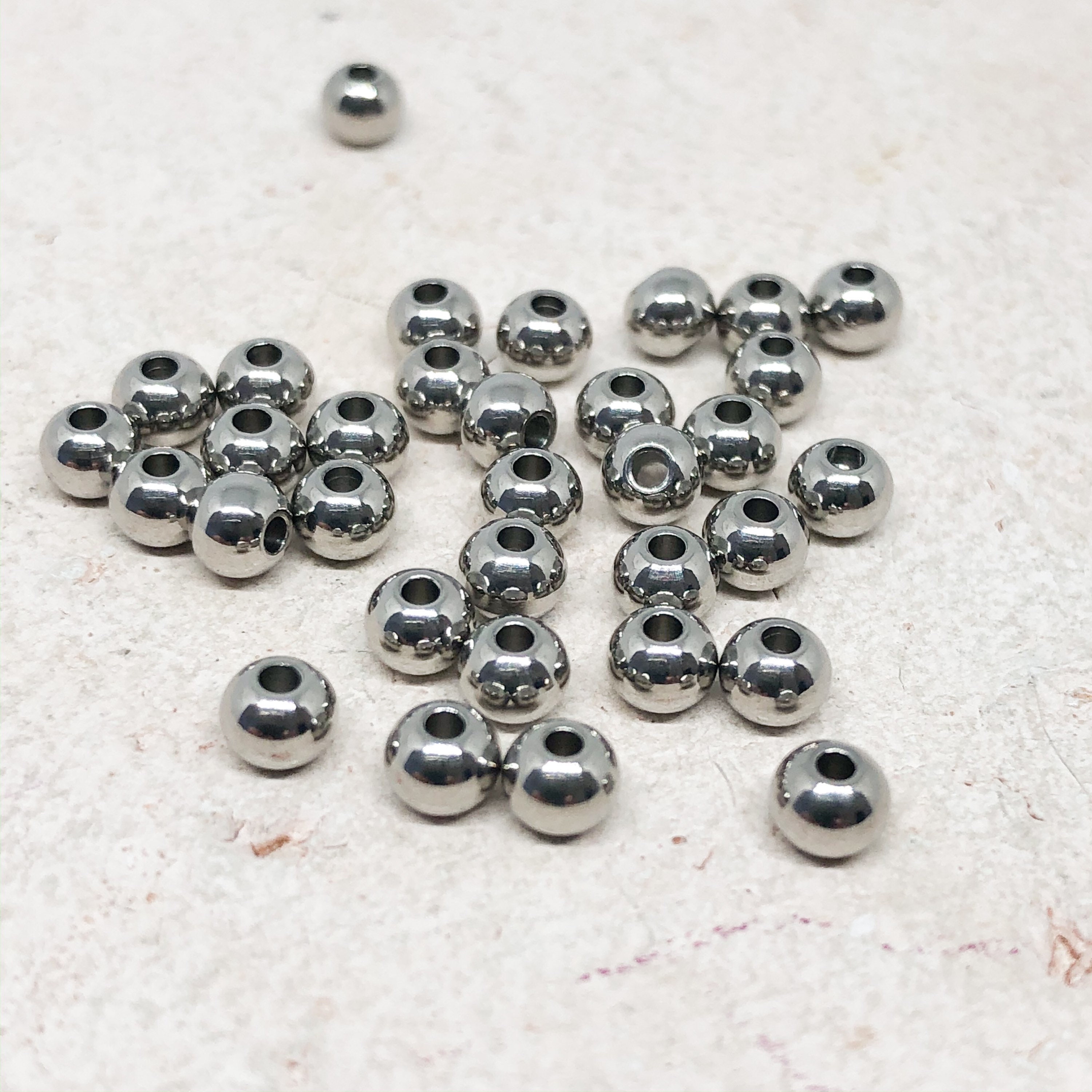 50 Stainless Steel Beads 6 Mm 4 Mm 3 Mm 2.5 Mm 2 Mm - Etsy UK