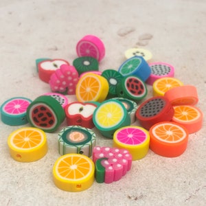 Polymer Clay Fruit Beads, Fruit Beads, Fruit Beads, Fruit Spacer Beads, Fruit Jewelry