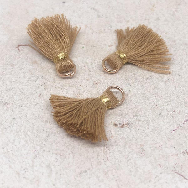 3 pcs. Tassel Beige Gold, Small Tassels, Tassel Light Brown