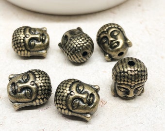 6/12/24 pcs Buddha beads, 3D Buddha head pendant, brass spacer Buddha head beads, macrame beads