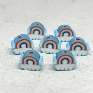 Polymer Regenbogen Perlen, 25 St. Anhänger Regenbogen, bunt gemischt Hellblau