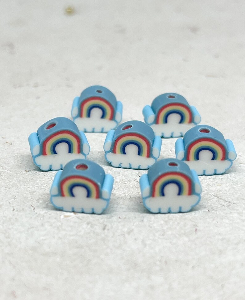 Polymer Regenbogen Perlen, 25 St. Anhänger Regenbogen, bunt gemischt Hellblau