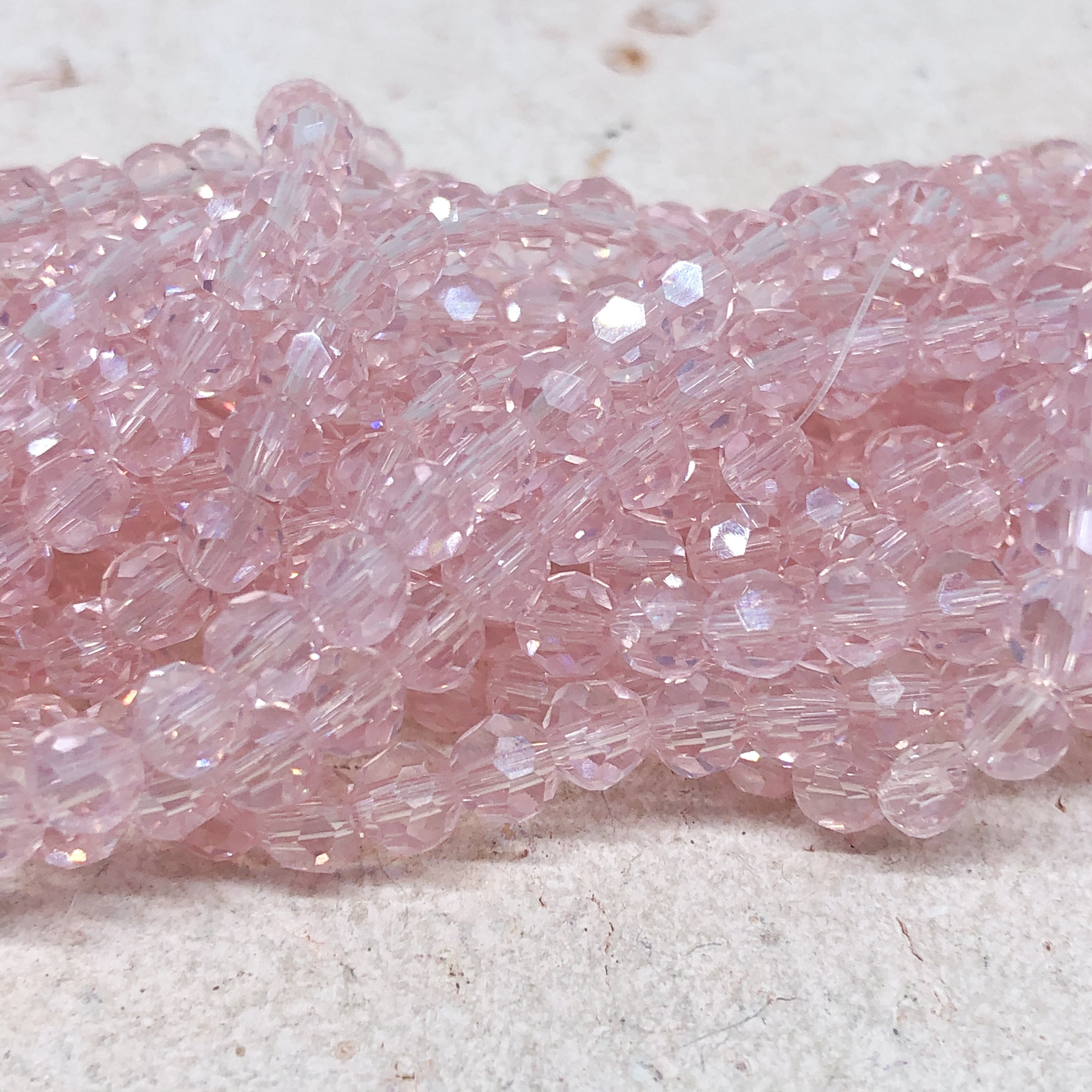 Crystal beads 4 mm 100 pcs' pink glass cut beads round Etsy