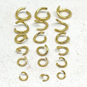 IP ion-coated stainless steel 20 pcs. jump rings, 9 mm, 8 mm, 7 mm, 6 mm, 5 mm, 4 mm, 3 mm, open jump rings round, various sizes