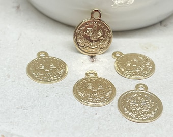 Münze Anhänger, vergoldete Münze Charm, Anhänger Münze aus Messing