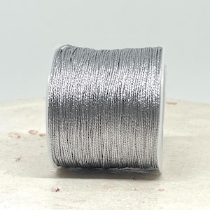 10m Macraméband Silber Metallic, Nylon Kordel silber, Kordel 0,5mm, 0,20 Euro/m
