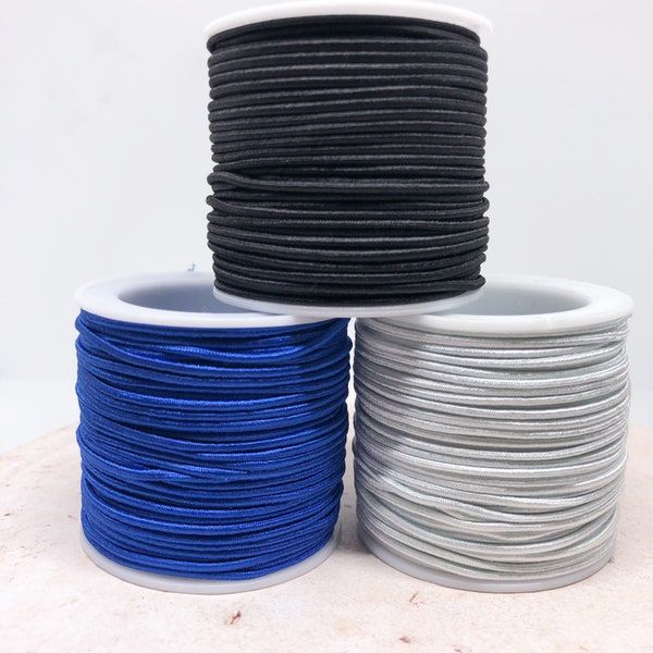 Elastisches Band, Elastikband 1,5mm Gummikordel Blau, Schwarz, Weiß, 5 Meter Band, 0,60 EUR/m