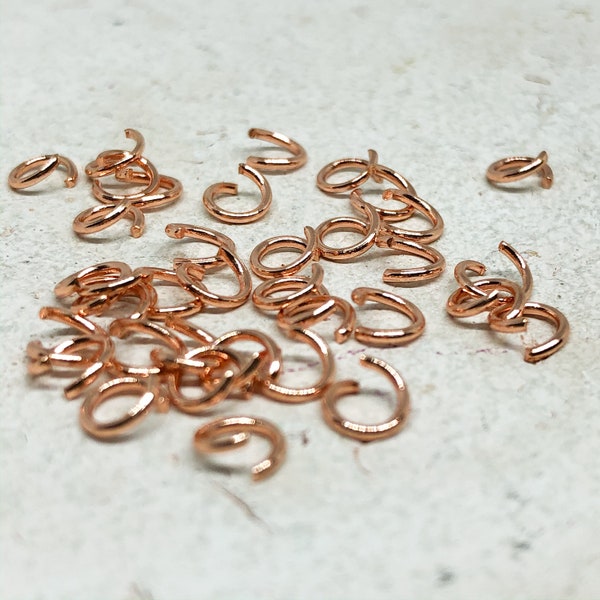 30 St. Edelstahl Biegeringe, 3mm/4mm/5mm/6mm, Offene Biegeringe rund, rosévergoldete Ringe