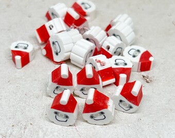 Polymer clay Santa Claus beads, Santa Claus face polymer clay, Santa Claus face spacer beads